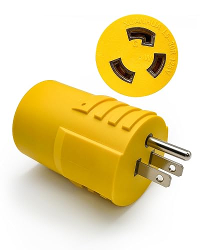 NEMA 5-15P to L5-30R Transfer Switch Adapter, 125V, ETL | 110 Volt Male to 30 Amp Twist-Lock Female, 15A Household/Generator Outlet to 30A RV/Transfer Switch Locking Adapter