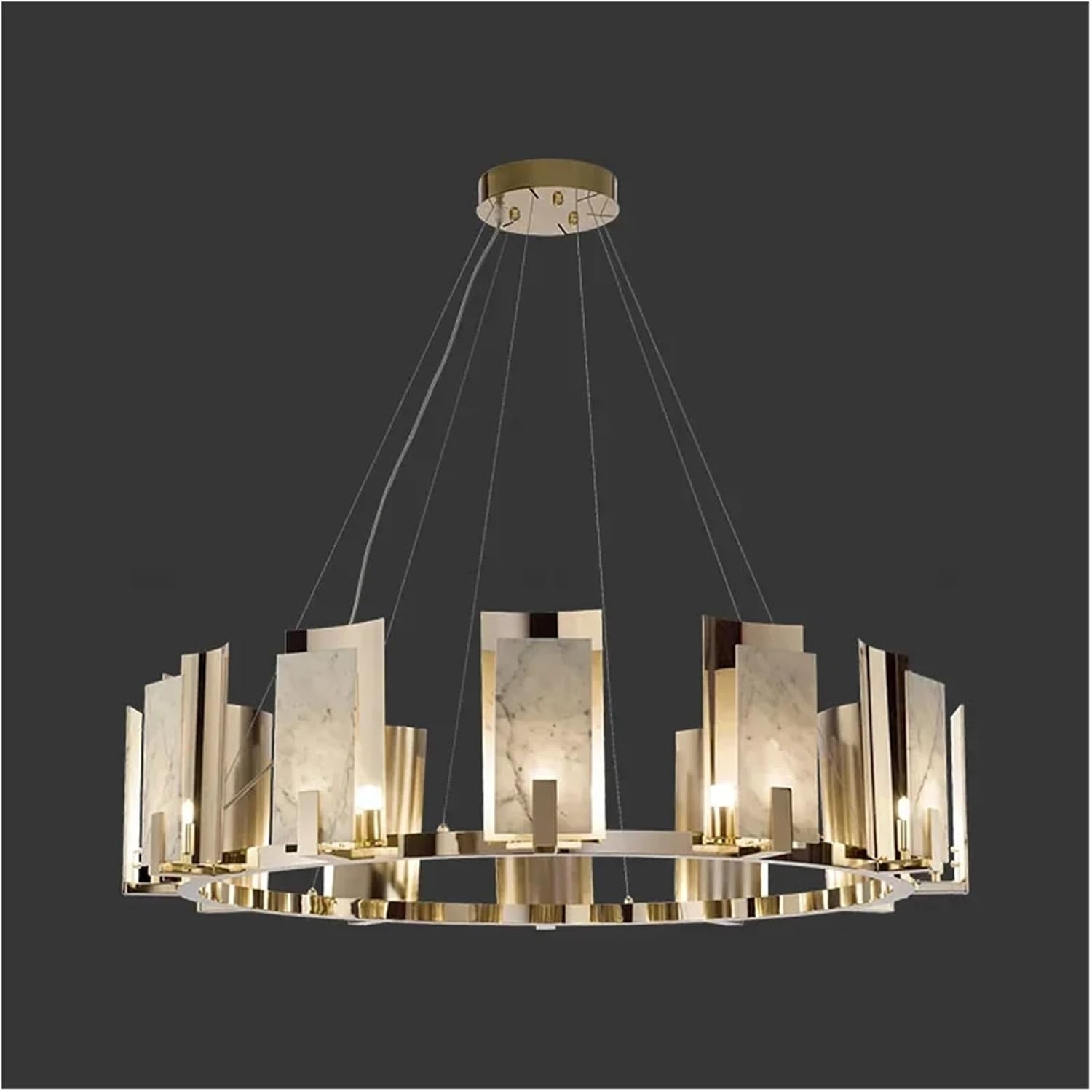 Modern Led Natural Marble Ceiling Chandelier Villa Chandelier Atmosphere Lamp High-End Living Room Dining Room Chandelier(100Cm 10Heads)/ Color/60Cm 6Heads