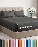 Vista 71 de Juego de sábanas Queen de bolsillo extra profundo, sábanas transpirables y refrescantes de 4 piezas, juego de sábanas de lujo de hotel, ultra suave