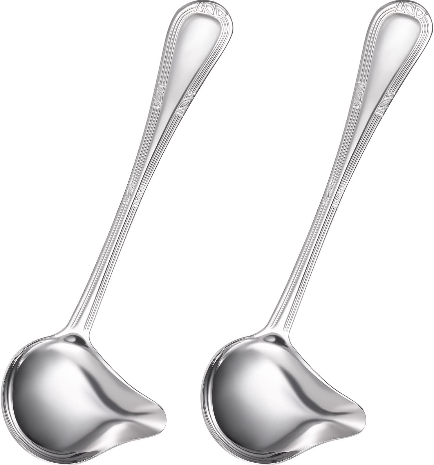 Patelai 2 Pieces Small Ladle Gravy Ladle Drizzle Spoon 1 Ounce Stainless Steel Saucier Sauce Soup Spoon for Spooning Gravies and Sauces
