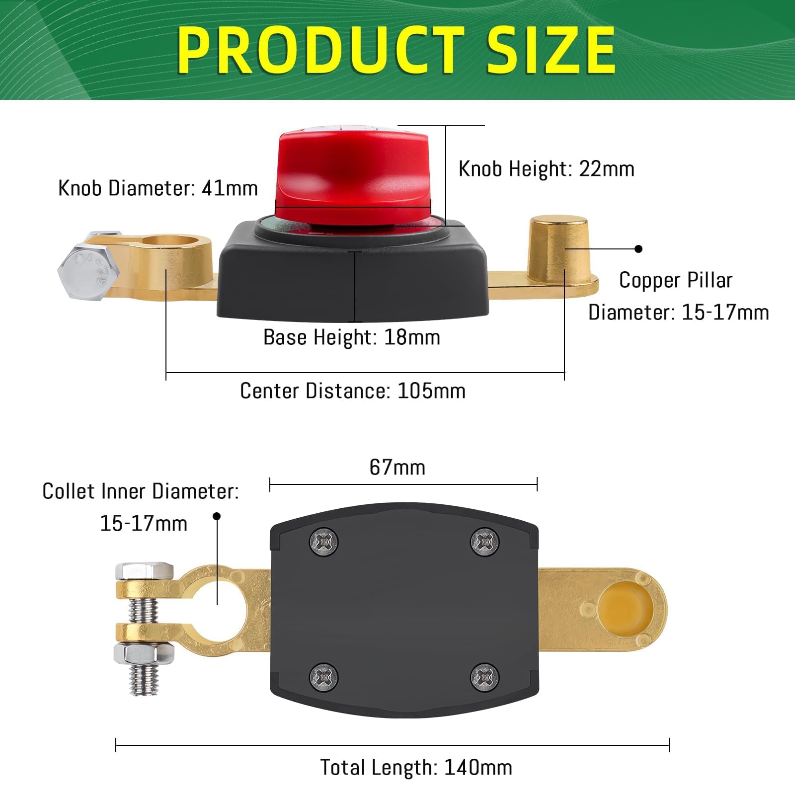 HpLive Coupe Batterie Voiture,Top Post Interrupteur De Coupe Batterie 12-48 V Interrupteur De Batterie Pour Voiture, Camion, Bateau