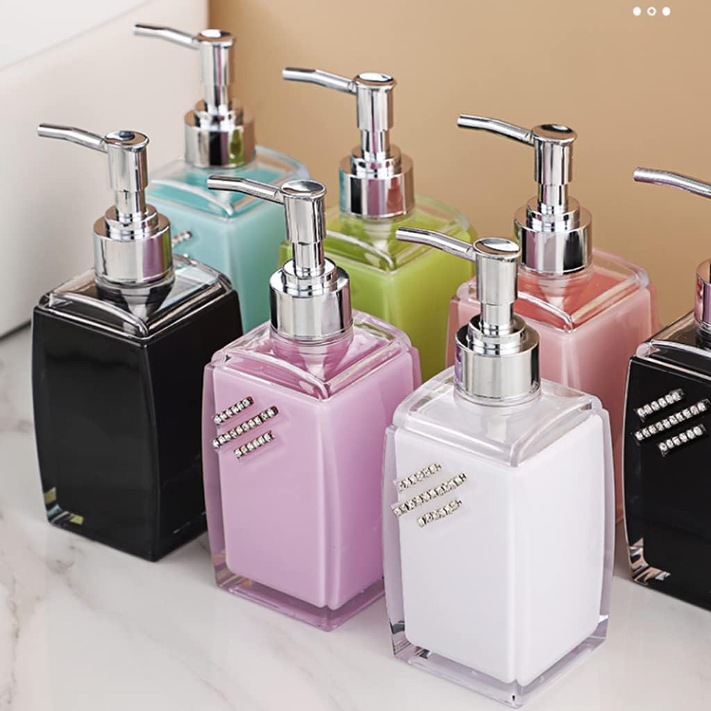 HRTC Lotion Dispensers Glass Fillable Soap Dispenser Clear Press-on Soap Pump with Abs Pump Modern Square Lotion Dispenser 220ml/7.4oz Kitchen, Bathroom