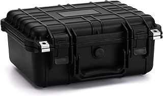 Waterproof Plastic Toolbox with Foam Insert, 13.4" x 11.6" x 6", IP67 Lockable Storage Box, Customizable Foam, Shockproof Hard Case Weatherproof Container, Protective Hard Camera Case