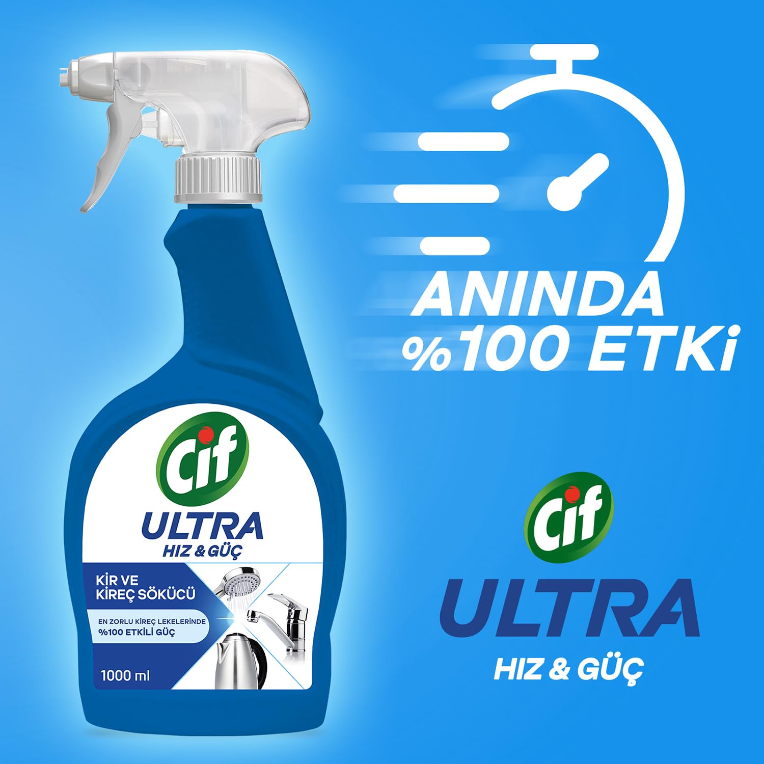Cif Ultra Hız & Kireç Sökücü Sprey Leke ve Kir Çıkarıcı 1000 ml