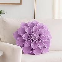 Vista 19 de Fennco Styles Almohada decorativa de pétalos en forma de corazón 3D hecha a mano con relleno redondo de 13 pulgadas, almohada floral aguamarina