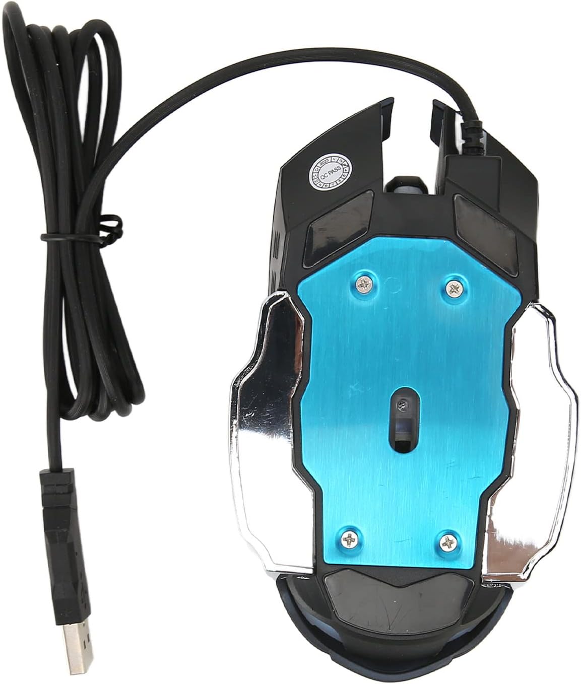 Computer Gaming Mice, USB Optical Silent Wired Gaming Mouse, 1200 1600 2400 3600 4 Adjustable DPI Up to 3600, RGB, for Windows 7 8 10 XP, 6 Buttons (Black Audible Mouse)