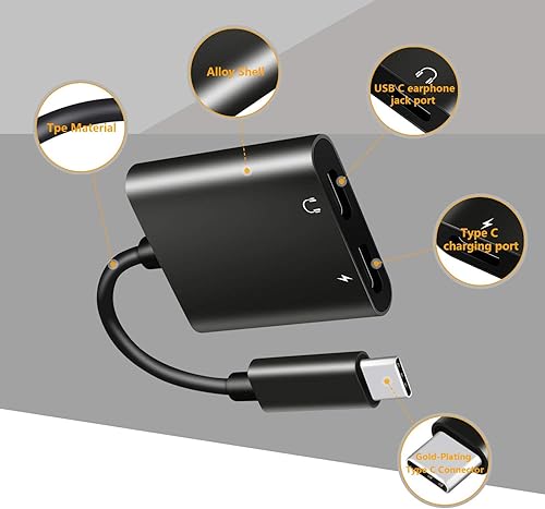 Miniatura 2 de Twinkk Divisor USB C, adaptador de audio y carga USB C 2 en 1 USB C a doble USB C y conector de auriculares USB C compatible con Google Pixel