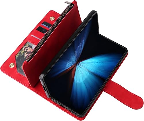 Miniatura 5 de LBYZCASE Funda para Galaxy Z Fold 4 5G (2022) con ranuras para tarjetas, función atril con cierre magnético, cierre magnético, correa de muñeca para