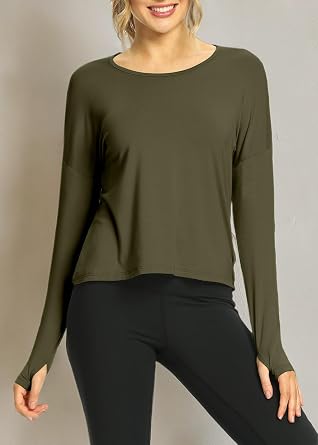 Mippo Womens Open Back Long Sleeve Workout Tops Athletic Gym Shirts