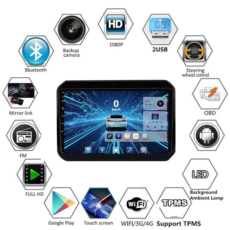 Autoradio Android écran tactile résolvant les problèmes de navigation sur Suzuki Ignis 2016-2020