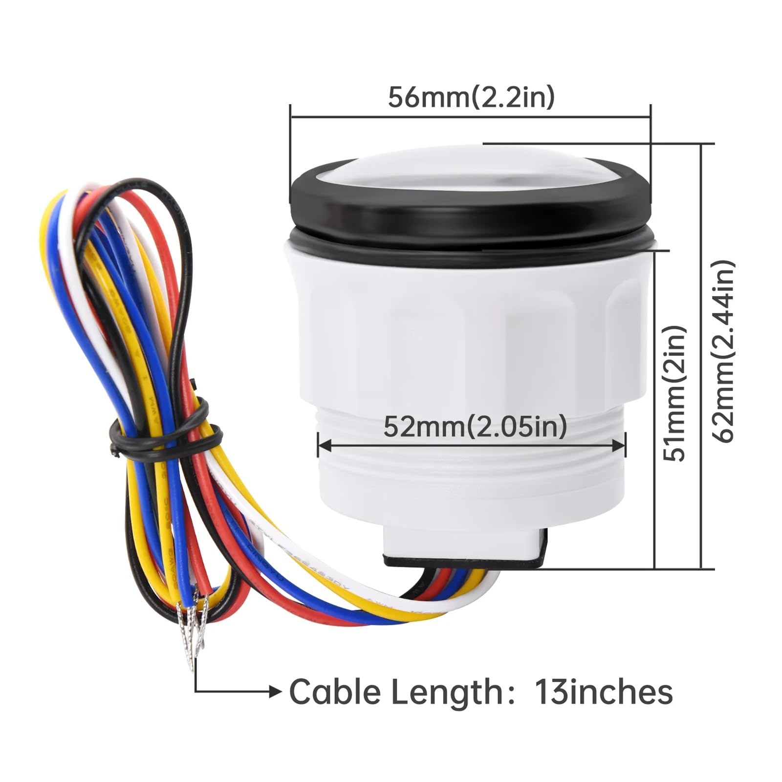 0-190 Ohm czujnik poziomu wody 52mm wskaźnik poziomu wody z 7-kolorową diodą LED wskaźnik poziomu wody w zbiorniku benzyna łódź samochód Stabilne monitorowanie(325mm SensorXGauge)