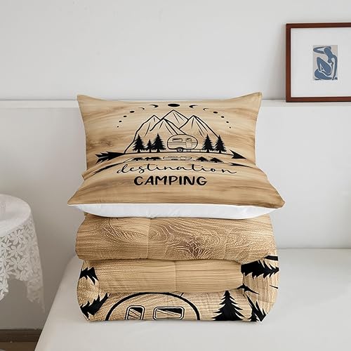 Miniatura 6 de Juego de edredón de camping para caravana, juego de edredón rústico con puerta de granero para niños, jóvenes y adultos, decoración de caravana,