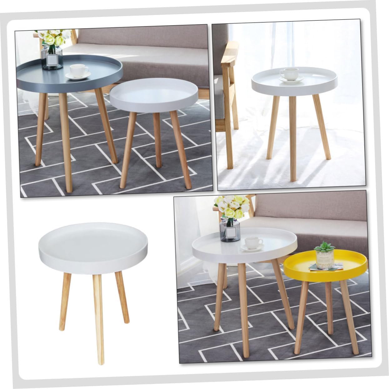 BESTOYARD Nordic Side Table for Sofa Minimalist Bedside Storage Rack Corner Table for Living Room and Bedroom Smooth Design