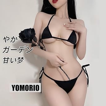 YOMORIO Womens Sexy Anime Cosplay Lingerie Lolita Cute Micro Bikini Set Kawaii Bra and Panty (Triangle Black)