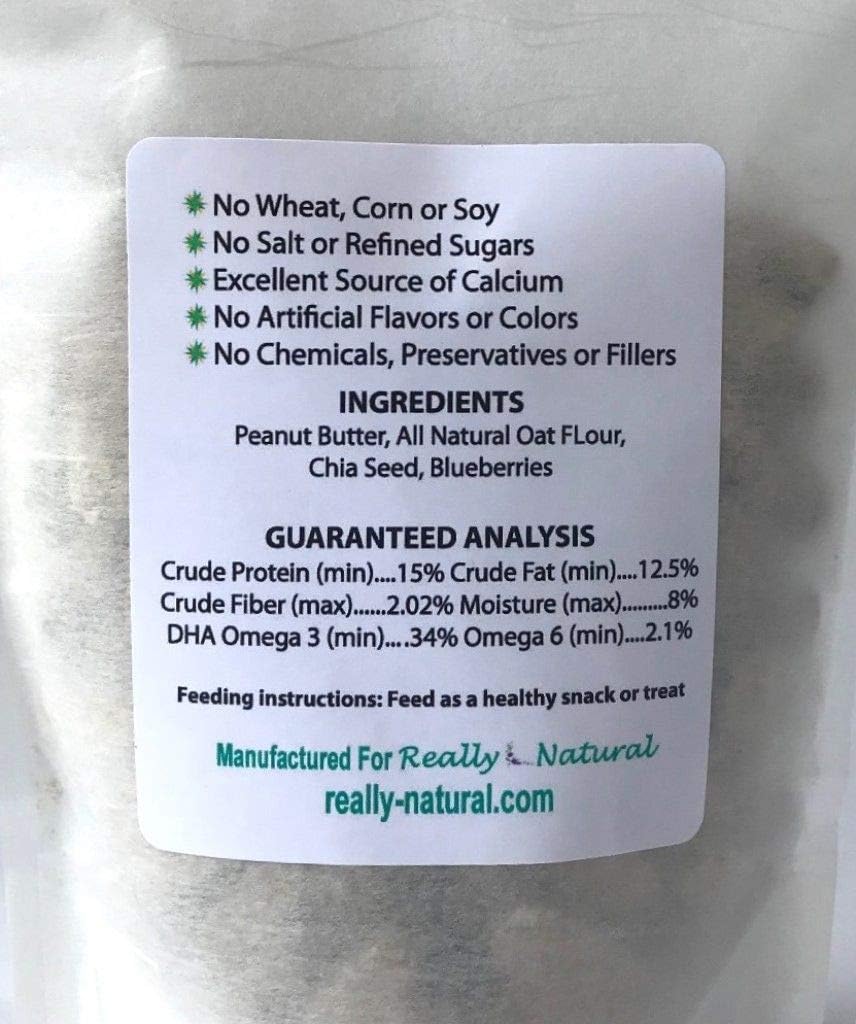 Small Batch Chia Dog Treats, 5 Calorie Blueberry Peanut, All Natural, No Corn - Wheat - Soy, Sourced & Made in USA, Human Grade (Three 8 oz Bags, About 195 Treats)