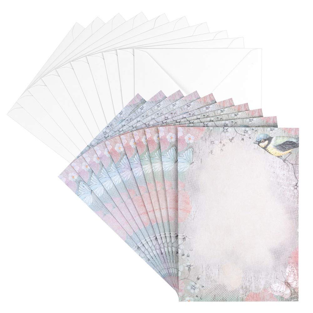 10 Cartes De Vœux Vierges + Enveloppes B6 (16,5x11,5cm) - Multicolores, Papier 250g/m², Créatives - 6