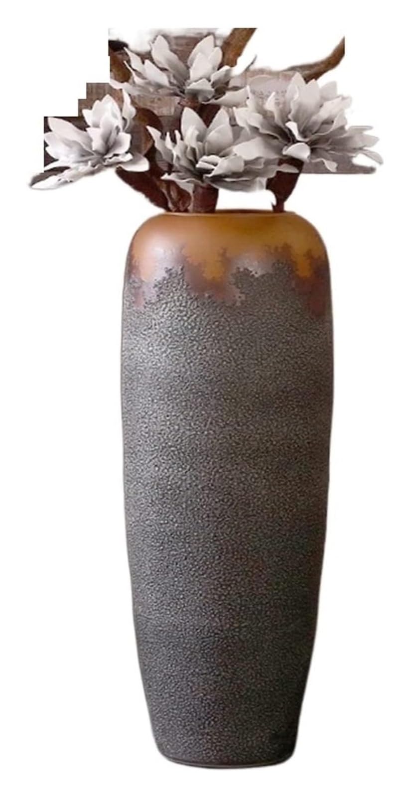 SnamicE Vase Tabletop Flower Vase Floor-to-Ceiling Black Ceramic Vase Vintage Shape Flower Vase Living Room Bedroom Corridor Dried Flower Arrangement Ornaments Vases,120x38cm