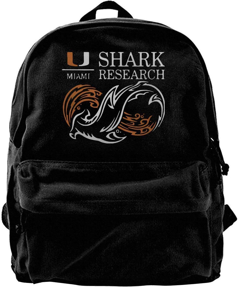 Canvas Backpack University of Miami Shark Research Rucksack Gym Hiking Laptop Shoulder Bag Daypack for Men Women