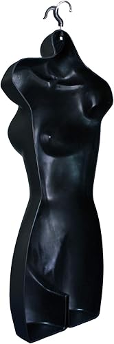 Miniatura 7 de DisplayTown - Maniquí femenino con torso largo y cadera, cuerpo hueco con respaldo, forma de vestido apilable con gancho para colgar, para exhibir