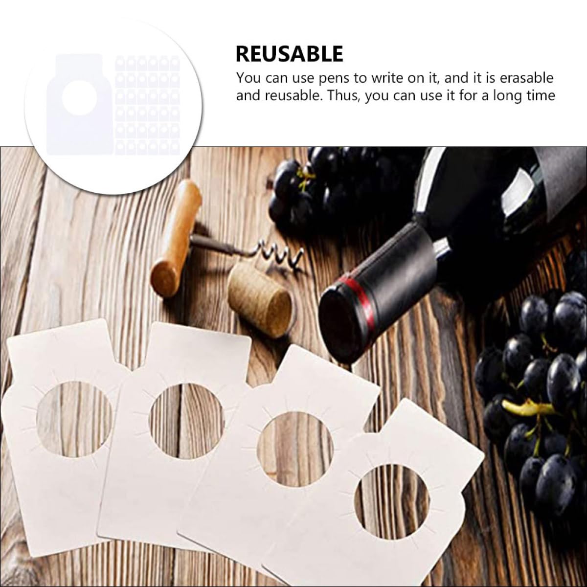 Etichette per Bottiglie di Vino Bifacciali Bianche PVC 200 Pezzi