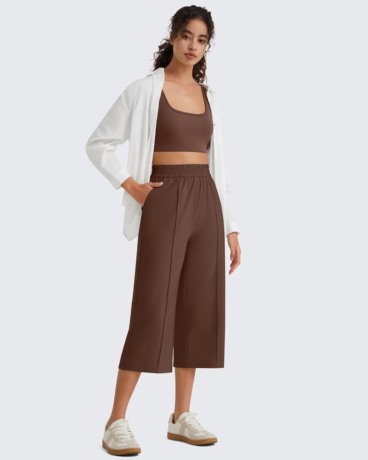 G4Free Chillwhisp Lightweight Flowy Wide Leg Capris Women - Front Seam Summer Cropped Pants for Travel Beach