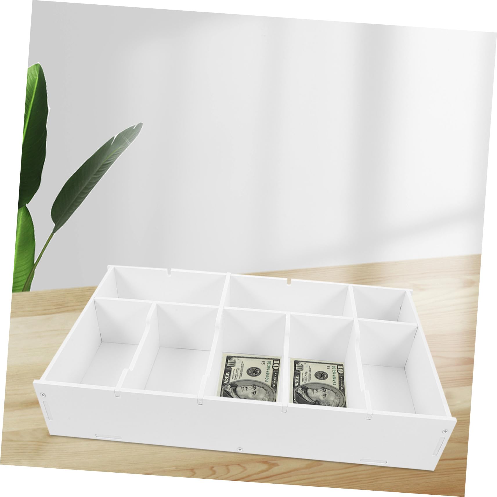 Caja De Almacenamiento Para Cajón Inserto De Organizador Con Divisores Para Monedas Bandeja Para Billetes y Sobres Para Mostrador De Dinero y Clasificación De Presupuesto