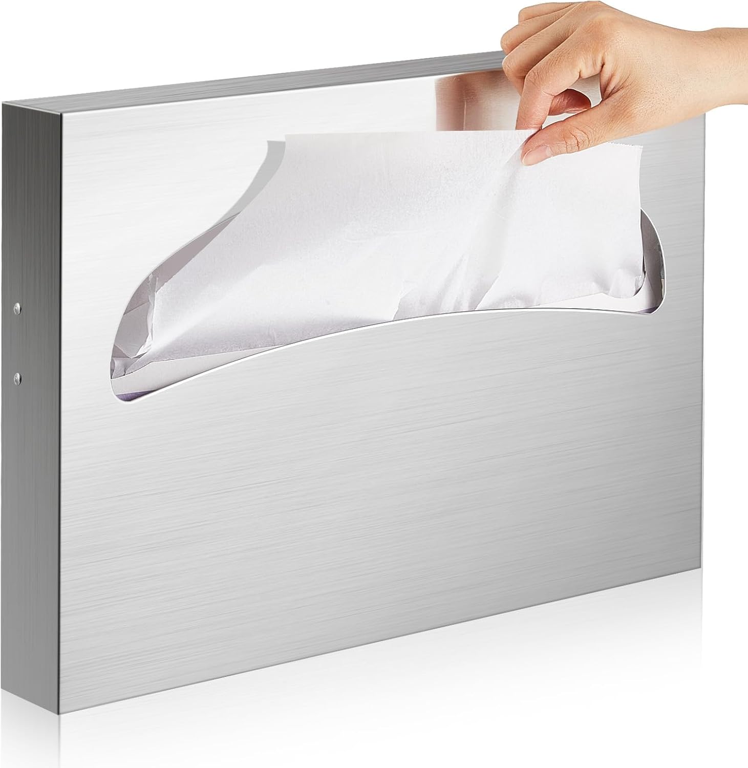 hushee 1 pcs stainless steel toilet seat cover dispenser toilet seat cover holder wall mounted commercial for bathroom (silver) 1 silver