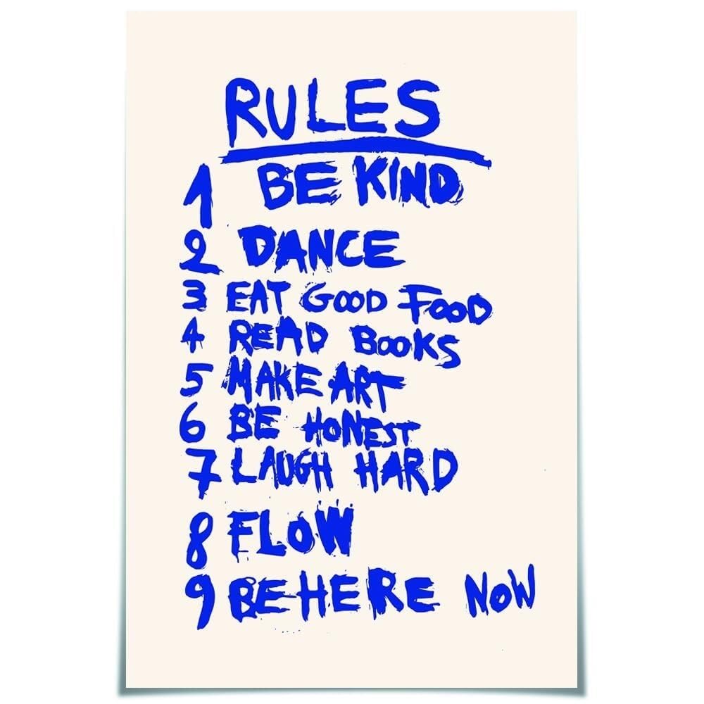 RNUMLIGH Blue Abstract Wall-Art Print Minimalist Inspirational Quotes Motivational Affirmations for Dorm Room Decor(Framed,16x24inch(40x60cm))