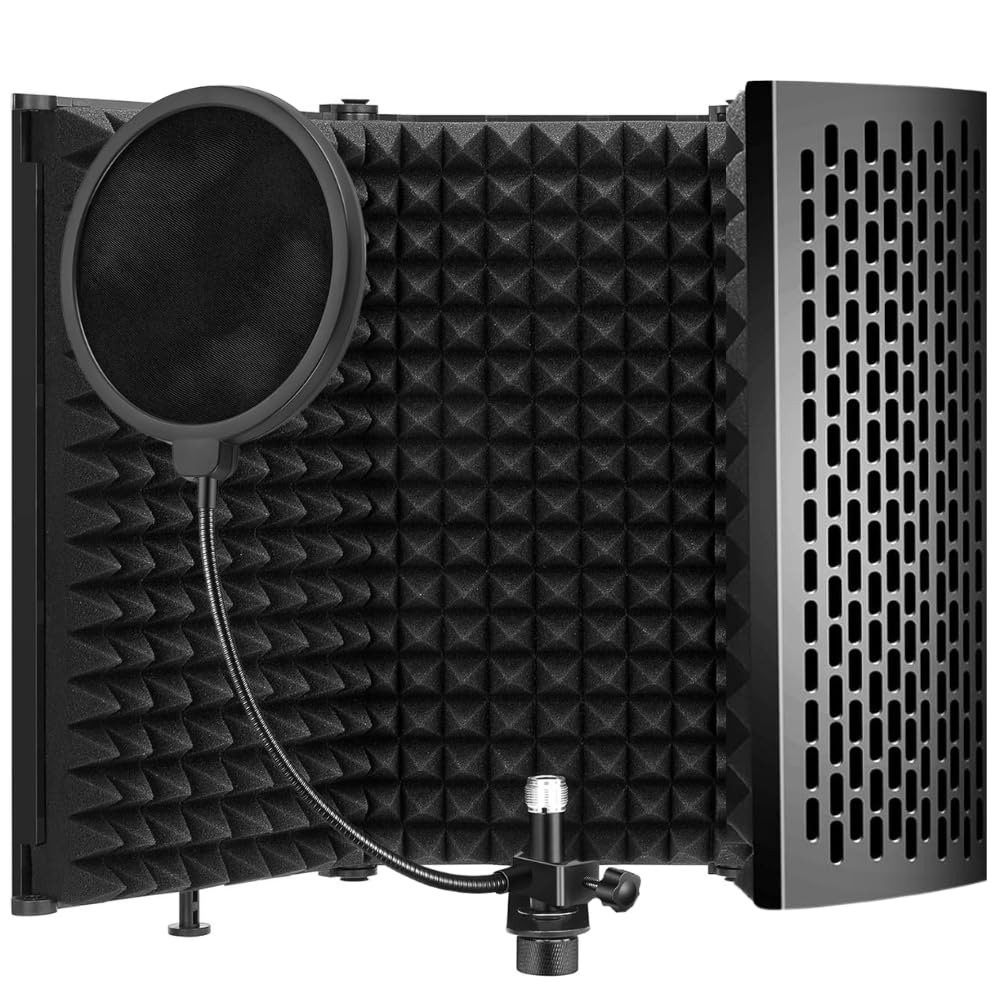 MOCKING BIRD Microphone Isolation Shield with Pop Filter Vocal booth for Home, Podcast,Singing Studio Recording Condenser Microphone Reflection filter (3 Panel)-picture-32