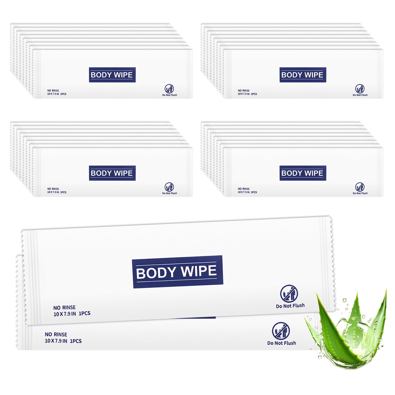 30 pcs Body Wet Wipes Individually Wrapped, Disposable Skin Cleansing Wipes, Individual Wrapped, Safe, Convenient, Lightweight, Aloe Vera for Butt,