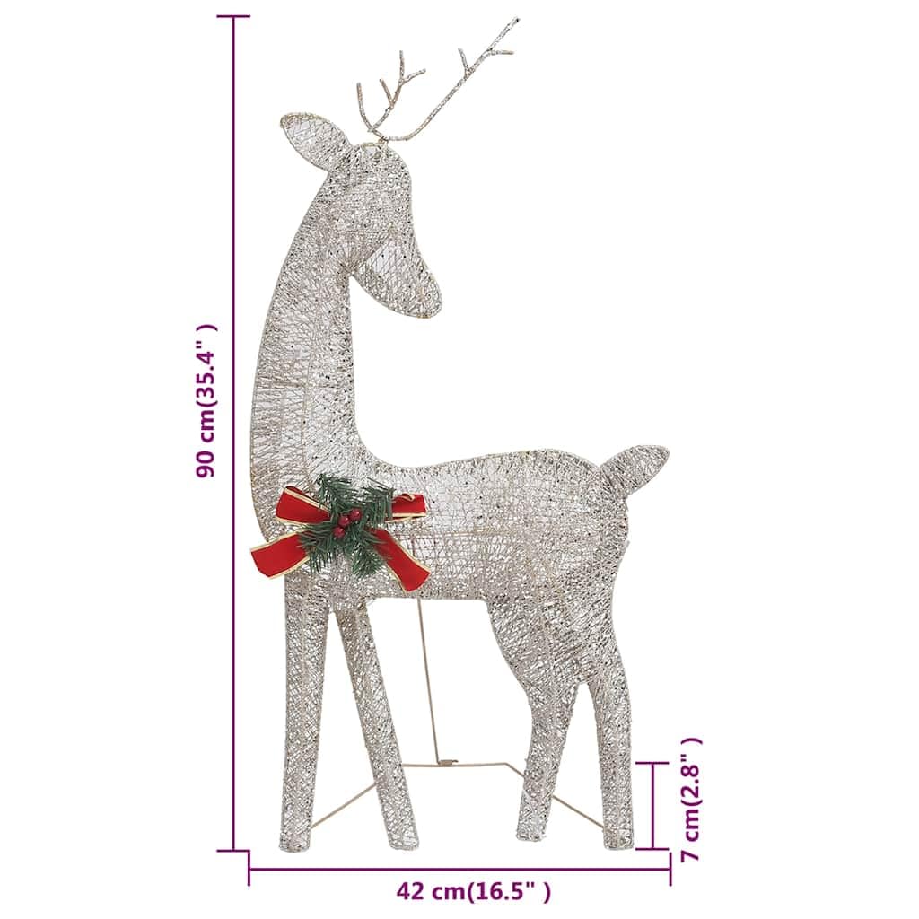Weihnachtsdeko LED Rentiere 270x7x90 cm Golden Warmweiß mit 90 energieeffizienten LEDs für festliche Außen- und Innendekoration, wetterfestes Design, USB-Anschluss
