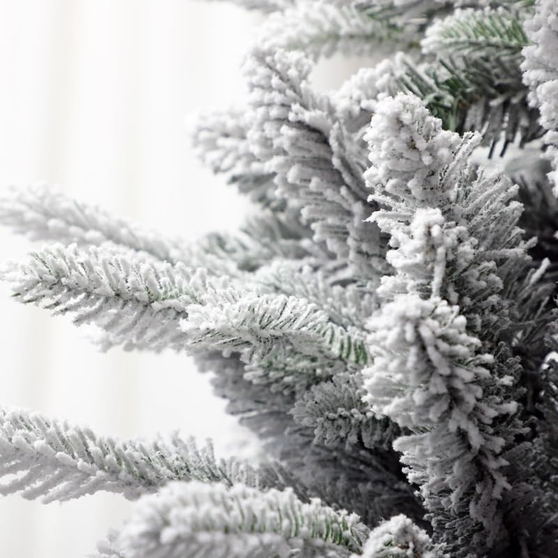 Sapin de Noël floqué à charnière en PVC et PE, recouvert de Neige, avec Support métallique Lumineux for la décoration(120cm)