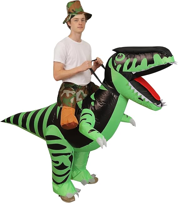 Inflatable Dinosaur Costume for Adults (5'- 6'3) Funny Blow up Suit for Masquerade Party Halloween