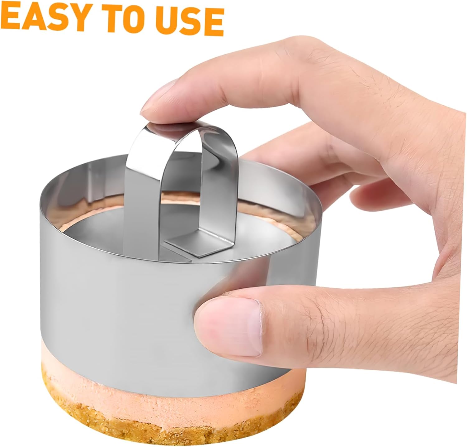 VALICLUD 8sets Stainless Steel Round Cake Pusher for Baking Wide and High for Mousse Desserts and Pastries
