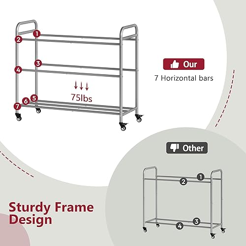 Miniatura 4 de Tajsoon - Carrito clasificador de ropa de 3 bolsas, cesta clasificadora de ropa con ruedas con bloqueo resistente para almacenamiento de ropa, Beige