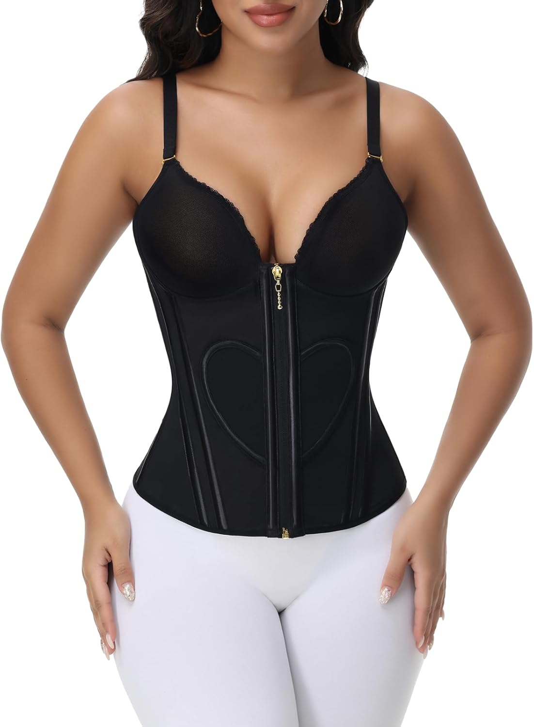 SHAPSHE Waist Trainer for Women Bustier Corset Tops Tummy Control Shapewear Workout Concert Outfits Going Out Faja With Bra