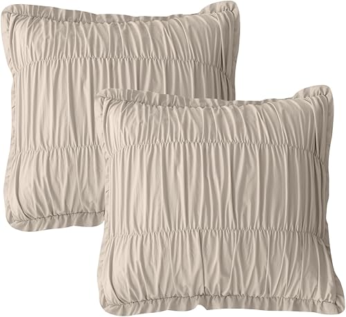 Miniatura 41 de Fundas de almohada con volantes de la Casa de la Reina, tamaño Queen, color blanco shabby, juego de 2, estilo granja, fundas de almohada francesas