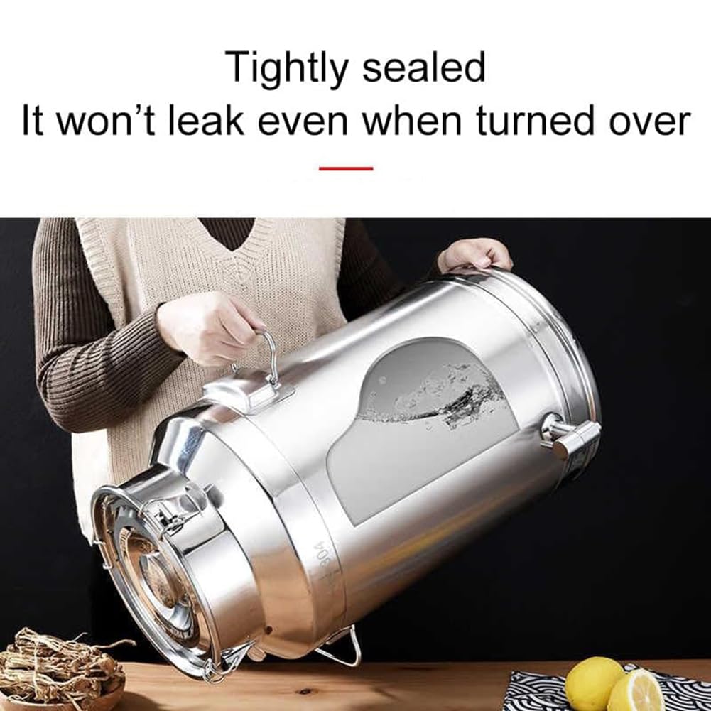 Contenedor de acero inoxidable 304, dispensador de bebidas de metal sellado de aceite de leche, vino, con grifo y tapa hermética con junta de silicona, plateado, 42 L/11 galones