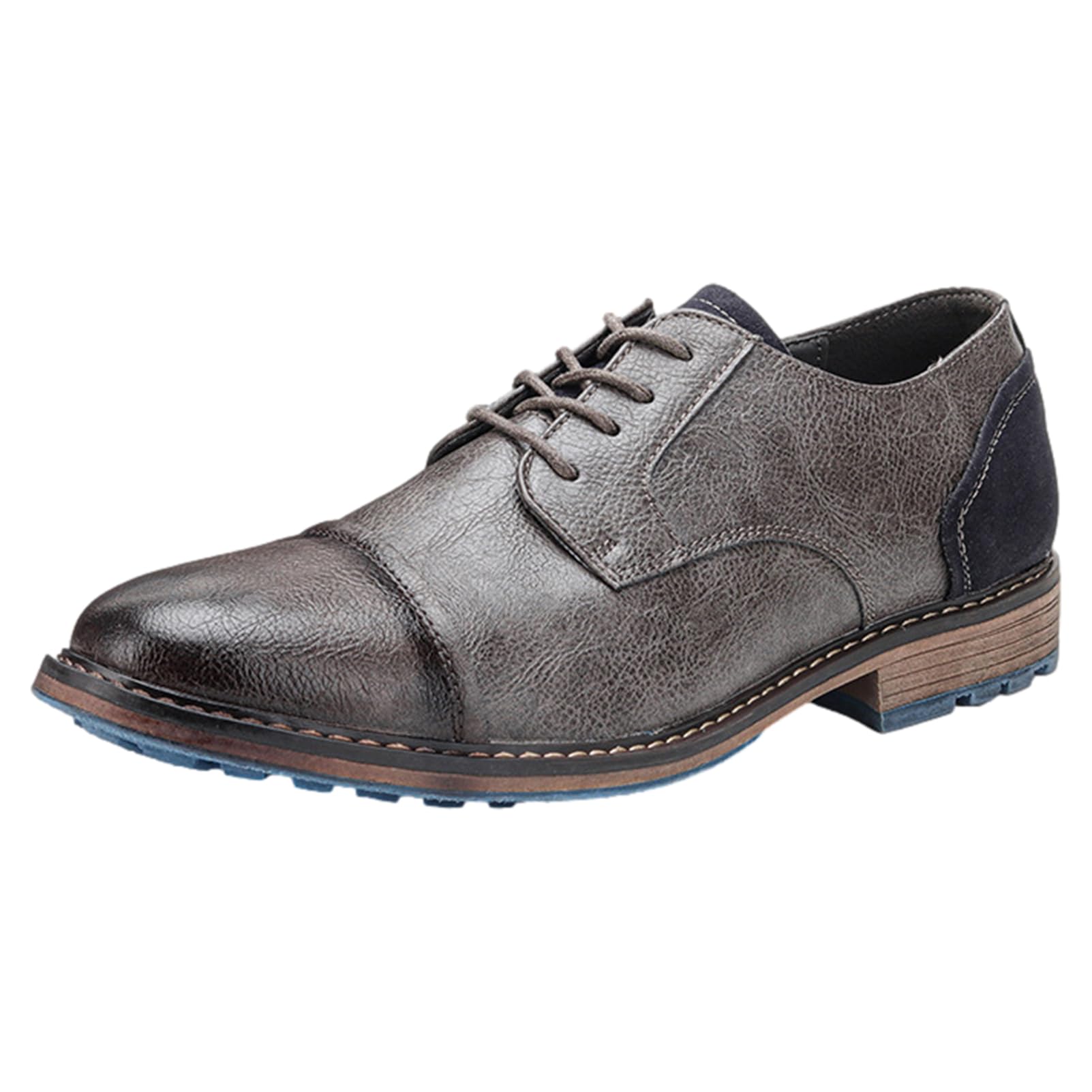 ANUFER Uomo Vintage Colore Spazzola Ecopelle Affari Scarpe Eleganti Allacciate Scarpe da Ginnastica a Punta