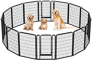 Yaheetech Dog Playpen Outdoor, 40 inch 16 Panels Dog Pen Indoor Heavy Duty Puppy Exercise Pen Metal Pet Fence for RV Camping/Yard/Garden