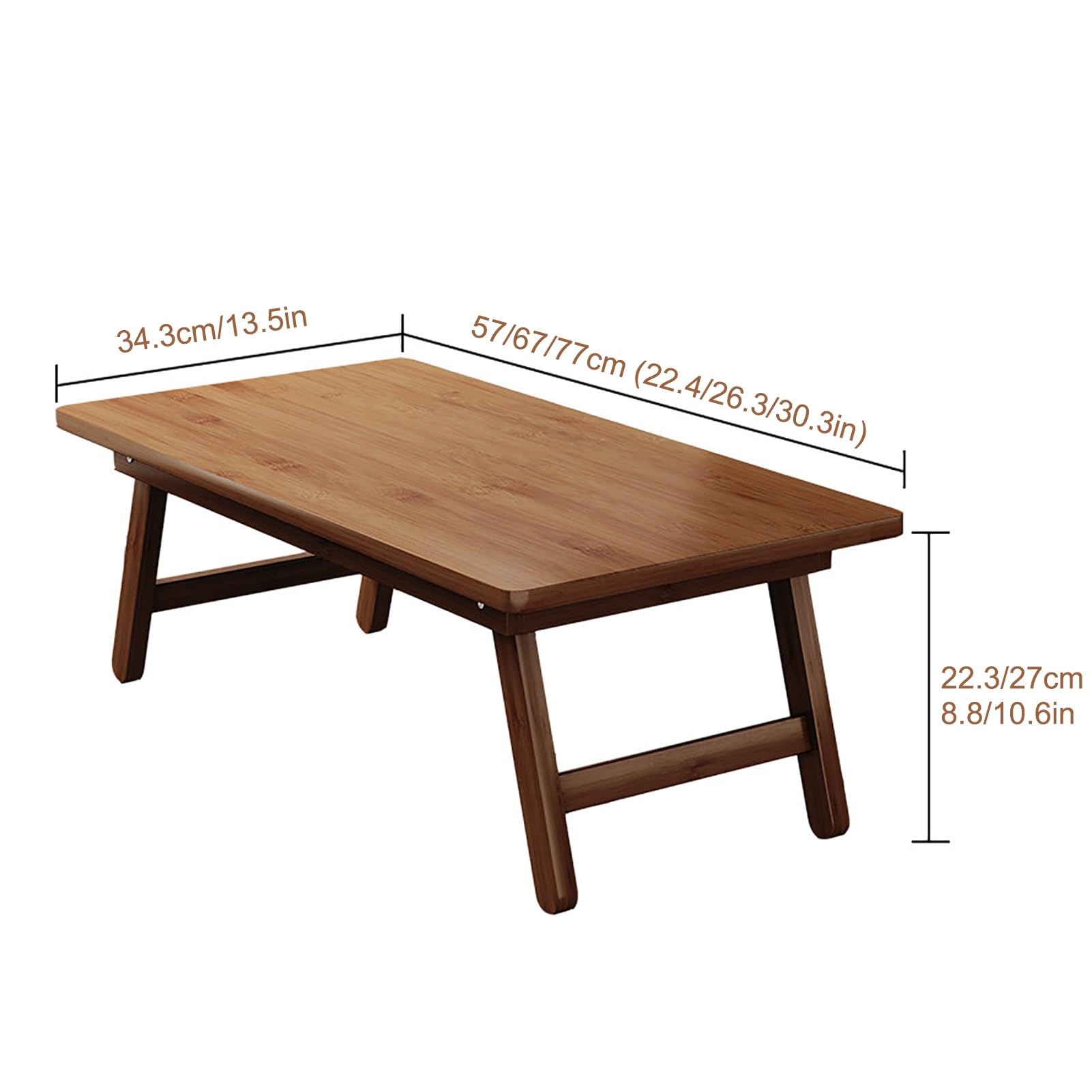 Tavolino basso giapponese pieghevole, tavolino da caffè da pavimento, ideale per tatami, camera da letto, bovindo, sala da tè, non richiede montaggio (67 * 34,3 * 27 cm/26,3 * 13,5 * 10,6 pollici)