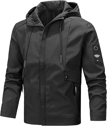 Men's Winter Waterproof Outdoor Jacket Warm Fleece Lining Ski Raincoat with Rain Jacket Lightweight Leisure Jacket Packable Wind Jacket Bicycle Raincoat Waterproof Winter Jacket