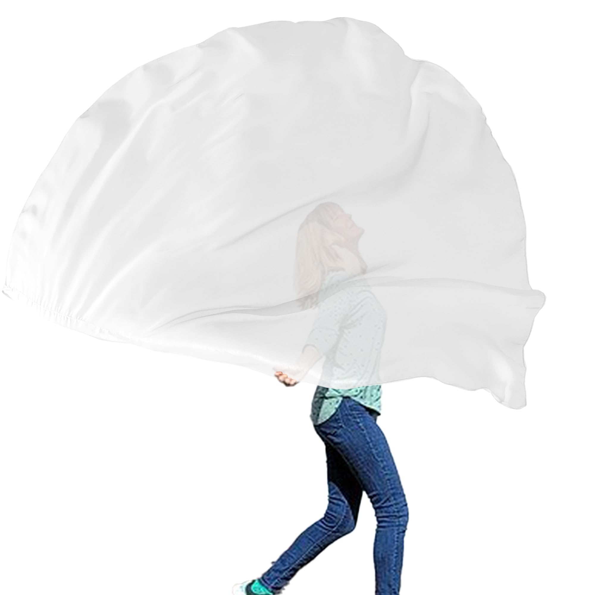 Wuchieal 55' Praise Flag for Worship, Semicircle Worship Angel Wing Flag for Church Dance Banner and Color Guard - White