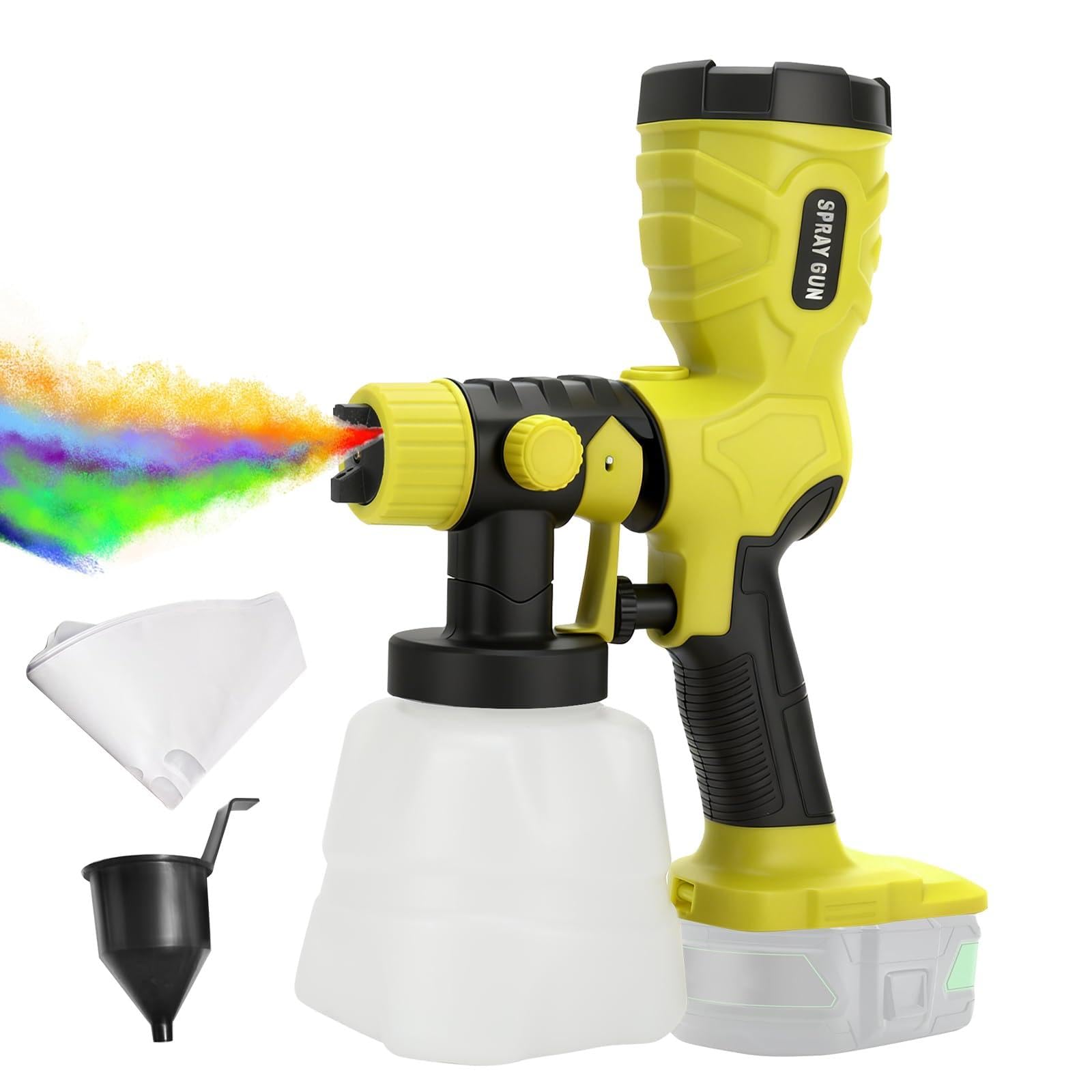 Cordless Paint Sprayer for Ryobi 18V, HVLP Handheld Fence Paint Spray Gun, 43,000 RPM Motor with 4 Nozzles, 3 Patterns, 1200ML Tank for Sheds, Walls, Ceiling, Cabinets, Doors
