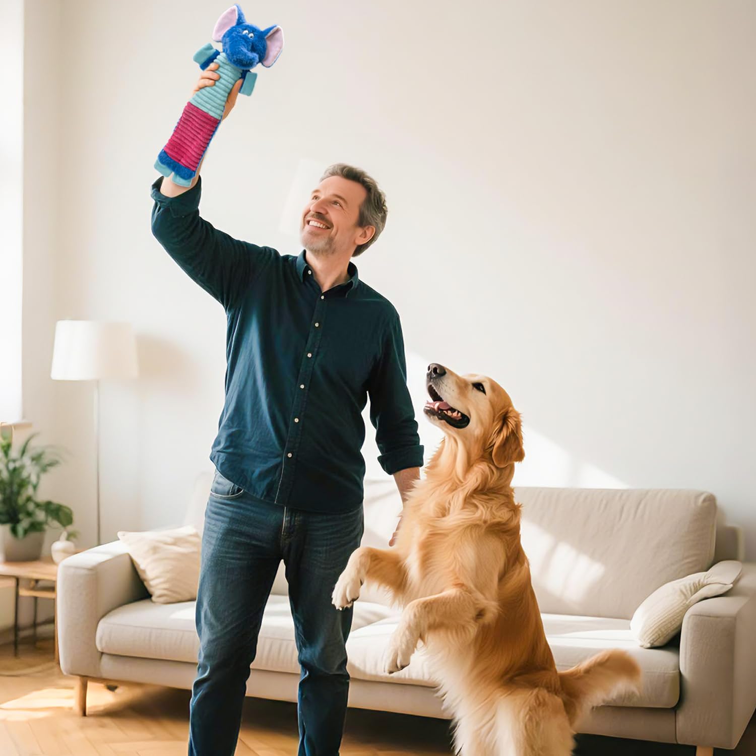 Quietschspielzeug für Hunde, keine Füllung, Kauspielzeug für Hunde, mit Knistern und Quietschern, niedliches Plüschtier, um sie zu beschäftigen, geeignet für große, mittelgroße und kleine Rassen
