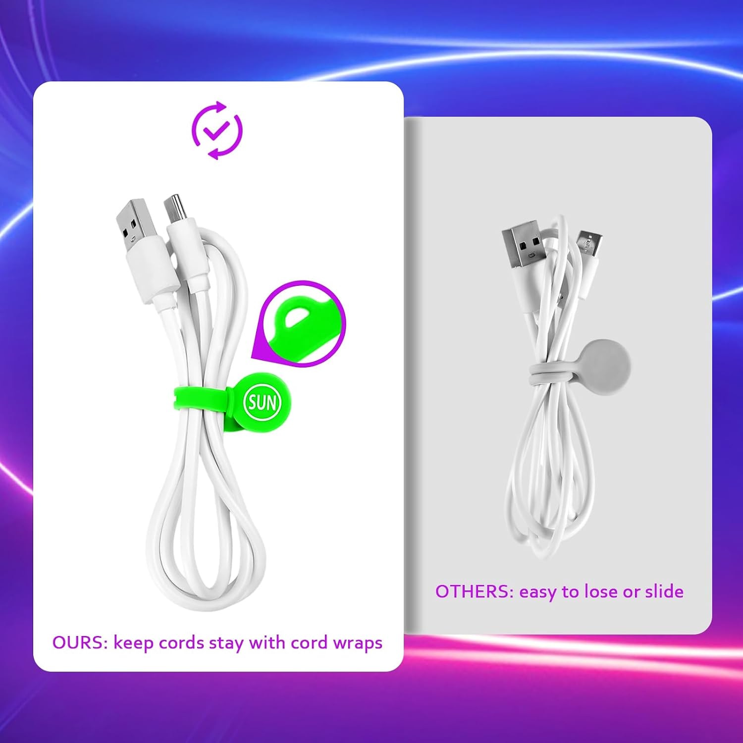 Cable Cord Organizer Magnetic Cord Organizers Twist Ties Magnet Clips Cord Wrap Keeper For Charging Cord Headphone Cord Holder Silicone Cable Strap Appliance Fridge Bookmark Whiteboard Keychain 14PACK