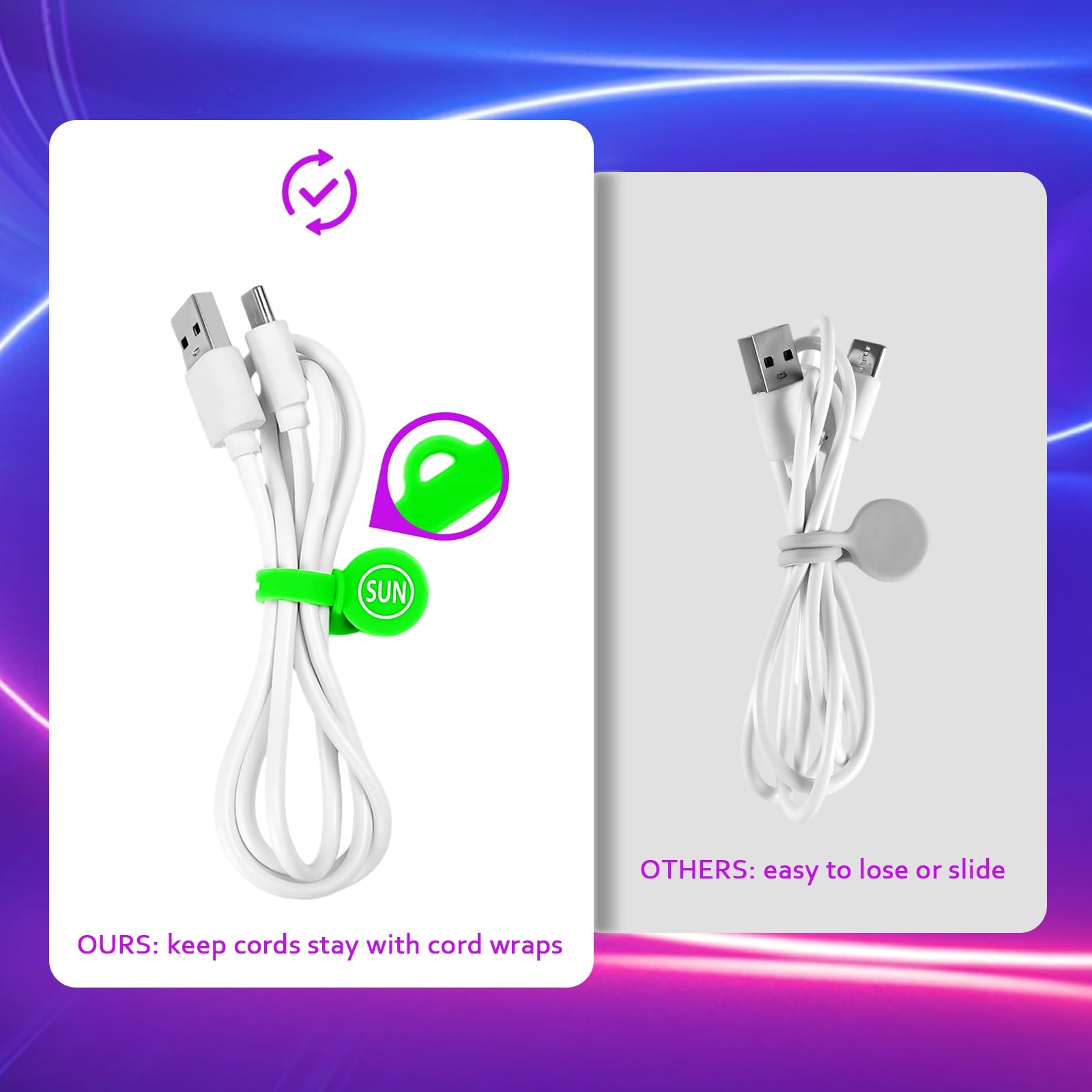SUNFICON 14 Stück magnetische Kabel-Organizer, Regenbogen-Kabel-Clips, Ohrhörer, Kabelwickler, Lesezeichen, Whiteboard, Notiztafel, Kühlschrankmagnete, USB-Kabel-Manager, Kabelbinder, Büro, Schule