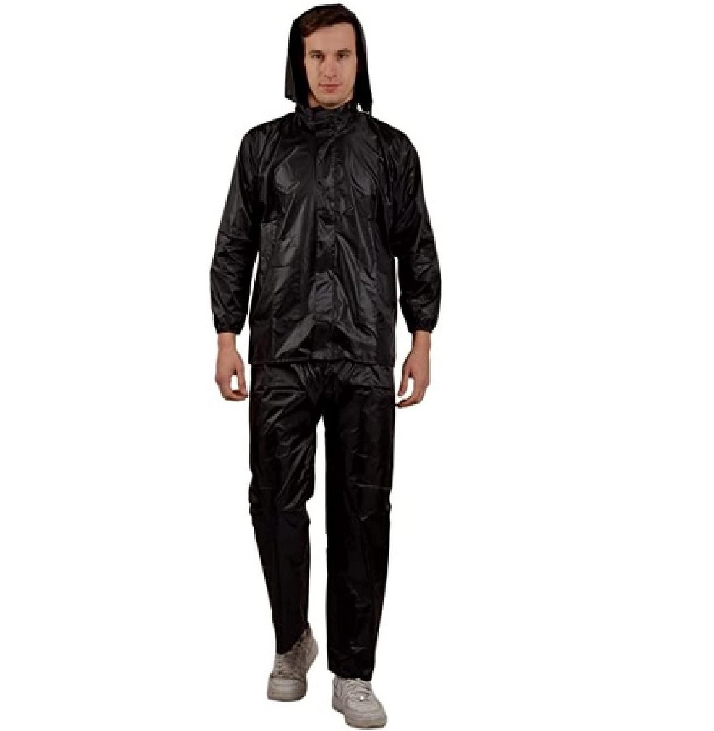 Neekshaa Raincoat Suit for Men 100% Waterproof with Hood_Set of Top and Bottom Packed in a Storage Bag-Black & Blue-image-31