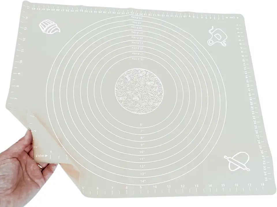 Tapete Culinário de Silicone Profissional (50x40cm) – Antiderrapante, Antiaderente e Reutilizável Guia de Medidas Profissional para Abrir Massas, Sovar Pão e Confeitaria (1, TAPETE BRANCO)