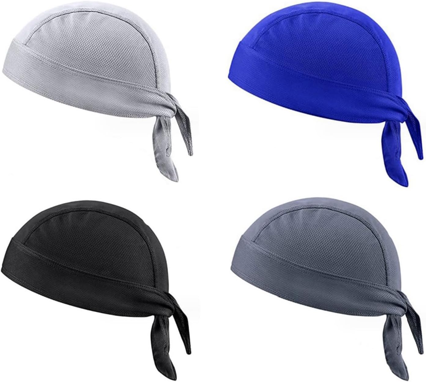 4PCS Quick Dry Bandana for Men, Sweat Wicking Sports Bandana Headwear Cycling Cap Sun Protection Pirate Head Cap Adjustable Beanie Cap Under Helmet Unisex for Cycling Climbing Running Hiking
